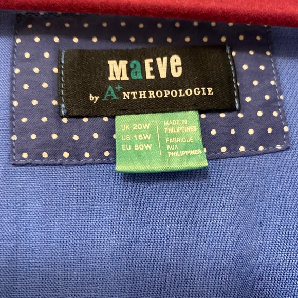 Anthropologie Maeve Gathered Midi Dress Blue Size 16 - Picture 4 of 5